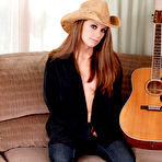 Fourth pic of Barefoot country girl puts down her guitar and exposes her bra