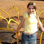 First pic of Cute teen exposes her bra and upskirt panties while at a playground