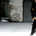 Third pic of Brunette chick Vika takes a badly needed piss on snow-covered ground