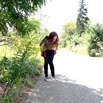 First pic of Sexy jogger Antonia drops her jeans to take a public piss on the walking trail