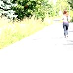 Fourth pic of Sexy jogger Antonia drops her jeans to take a public piss on the walking trail