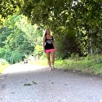 First pic of Blonde chick Jena Lovely pisses on a pathway while out for a walk