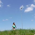 First pic of Solo girl Antonia Sainz takes a piss on a grassy knoll while all alone