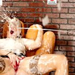 Fourth pic of Clothed redhead gets covered in massive amounts of sperm via a glory hole