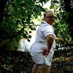 First pic of Obese blonde nurse Lexie Cummings has sex with two men in the woods