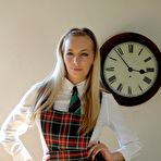 Second pic of Blonde coed Hayley Marie Coppin exposes her cotton underwear in a classroom