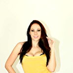 First pic of Curvy brunette Gianna Michaels doffs short dress and lingerie to pose nude