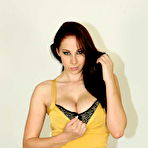 Second pic of Curvy brunette Gianna Michaels doffs short dress and lingerie to pose nude