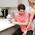 First pic of Dirty blonde Cory Chase seduces a boy while wearing a red dress and glasses
