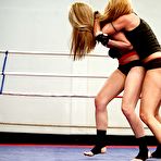 First pic of Salacious sporty blondes have a fight in the ring turning into lesbian action