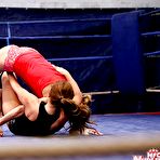 First pic of Lascivious sporty vixens fight on the wrestling floor for lesbian domination