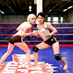 First pic of Seductive lesbians Paige Fox & Lucy Bell fighting for dominance