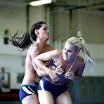 Second pic of Seductive MILFs are into rough lesbian action in the squared ring