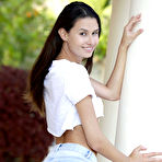 First pic of Fresh faced teen Cristin M gets totally naked on a backyard patio