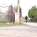First pic of White girl Victoria Daniels takes a piss next to a pole beside a road