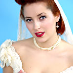 Second pic of Natural redhead Lucy V slips off her wedding dress to bare big natural tits