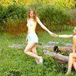 First pic of Thin teens Flicka Luchik & Alice Kingsly go lesbian on a blanket in a field