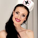 Fourth pic of Silvia Sin Leggy Busty Nurse Spreads