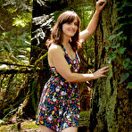 First pic of Brunette amateur Raven Snow exposes big natural and full bush in the woods