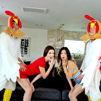 First pic of Fiona Frost and Lulu Chu get on top of men wearing chicken costumes