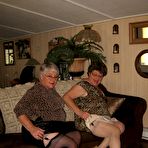 Second pic of Old women strip down to matching girdles before baring floppy tits and beavers