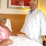 First pic of Obese nan Grandma Libby has sexual relations with her old doctor on her bed