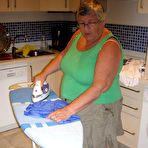 First pic of Overweight British oma Grandma Libby exposes her boobs while ironing