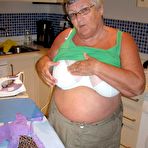 Second pic of Overweight British oma Grandma Libby exposes her boobs while ironing