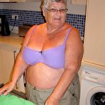 Fourth pic of Overweight British oma Grandma Libby exposes her boobs while ironing