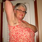 Second pic of Fat nan Girdle Goddess shows her hairy armpits before revealing her saggy tits