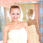 Fourth pic of Sensuous blonde exposing her goods and teasing herself in the bathroom