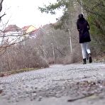 Fourth pic of Nice girl Mistica pulls down her pants to pee on a road less traveled by