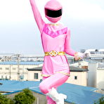 Second pic of Solo model Sentai Brave poses in futuristic clothing on a rooftop