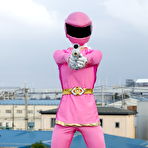 Third pic of Solo model Sentai Brave poses in futuristic clothing on a rooftop