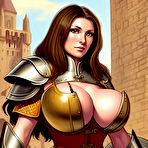 Fourth pic of Medieval warrior princess showing off her huge tits | sexratedpics.com