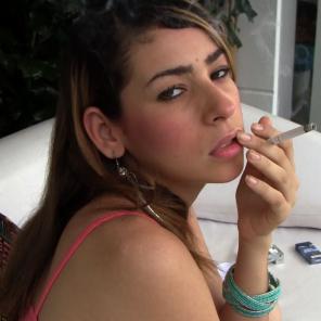 Smoke Loving Latina Bares Breasts #333866